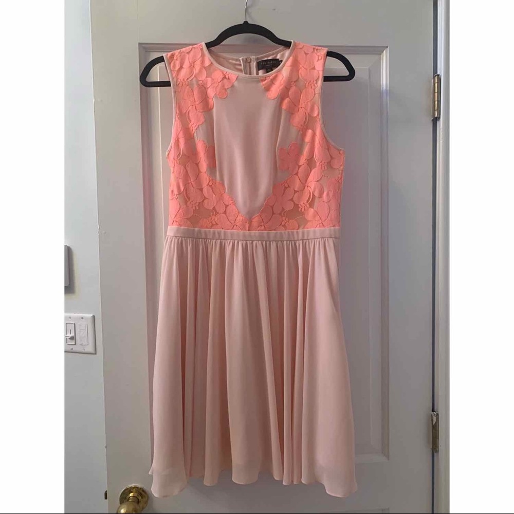 Ted Baker Vember Neon Coral Dress